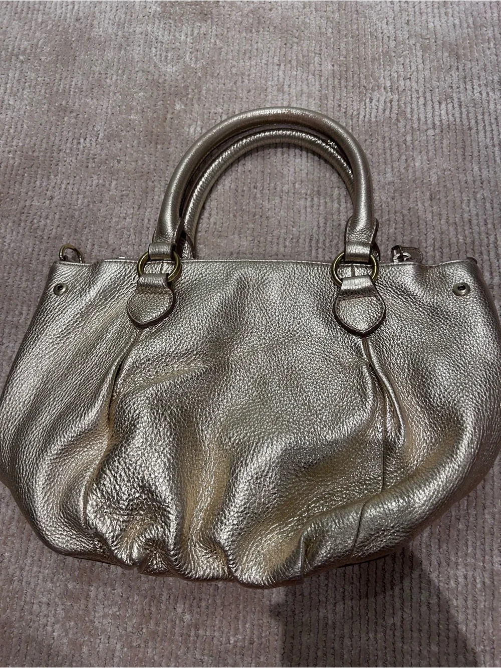 J Crew | 100% Leather Metallic Gold Handbag